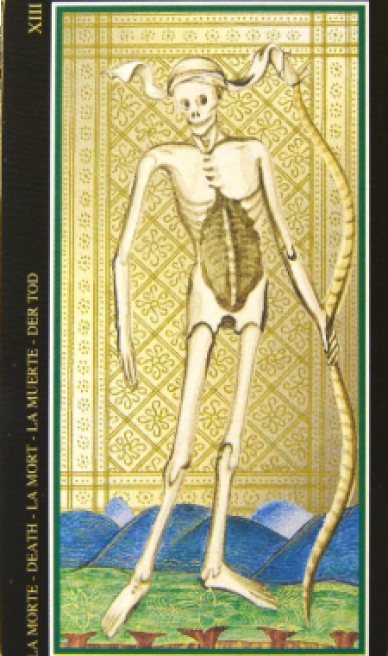 Death tarot card from the Visconti-Sforza Tarot Cards