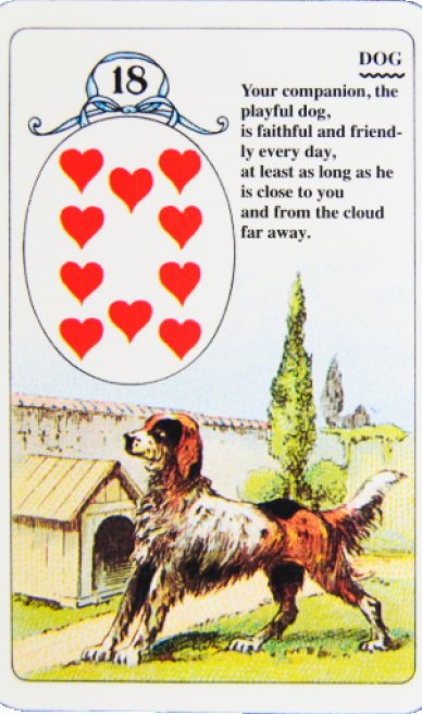 Dog lenormand card from the Lenormand Card Deck