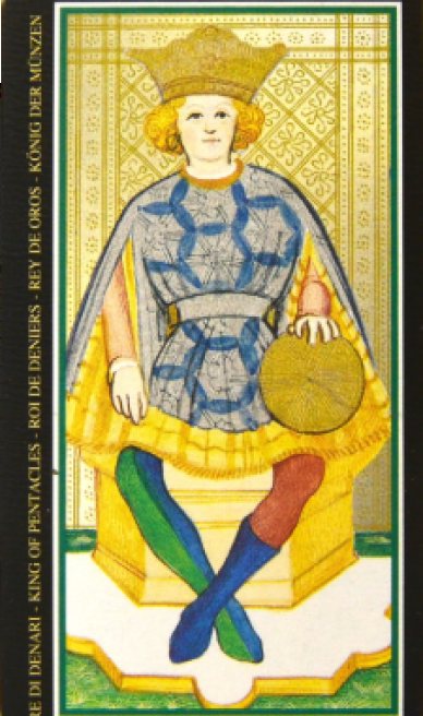 King of Pentacles tarot card from the Visconti-Sforza Tarot Cards