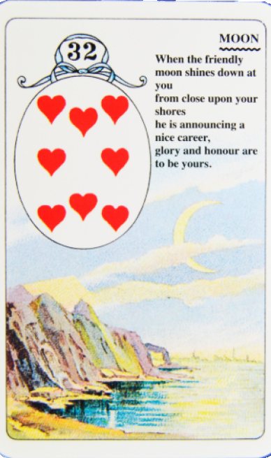 Moon lenormand card from the Lenormand Card Deck