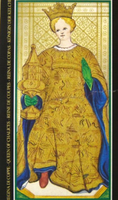 Queen of Cups tarot card from the Visconti-Sforza Tarot Cards