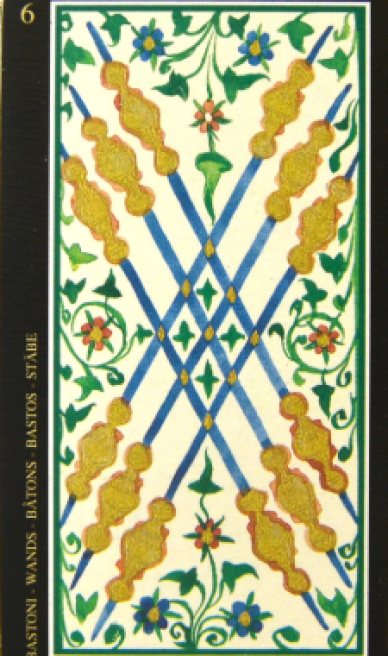 Six of Wands tarot card from the Visconti-Sforza Tarot Cards