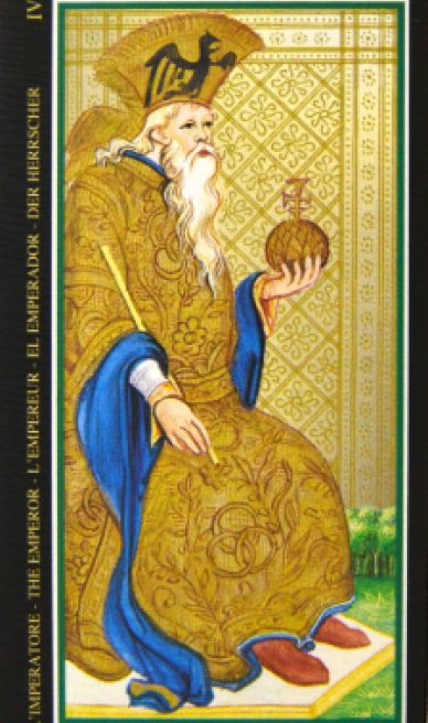 The Emperor tarot card from the Visconti-Sforza Tarot Cards