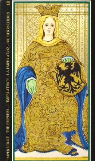 The Empress tarot card from the Visconti-Sforza Tarot Cards