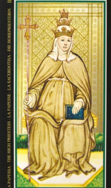 The High Priestess tarot card from the Visconti-Sforza Tarot Cards