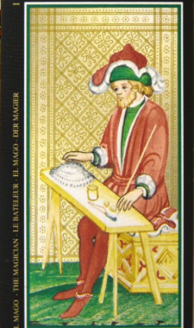 The Magician tarot card from the Visconti-Sforza Tarot Cards
